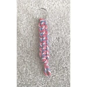 Red White And Blue Paracord Keychain Handmade USA